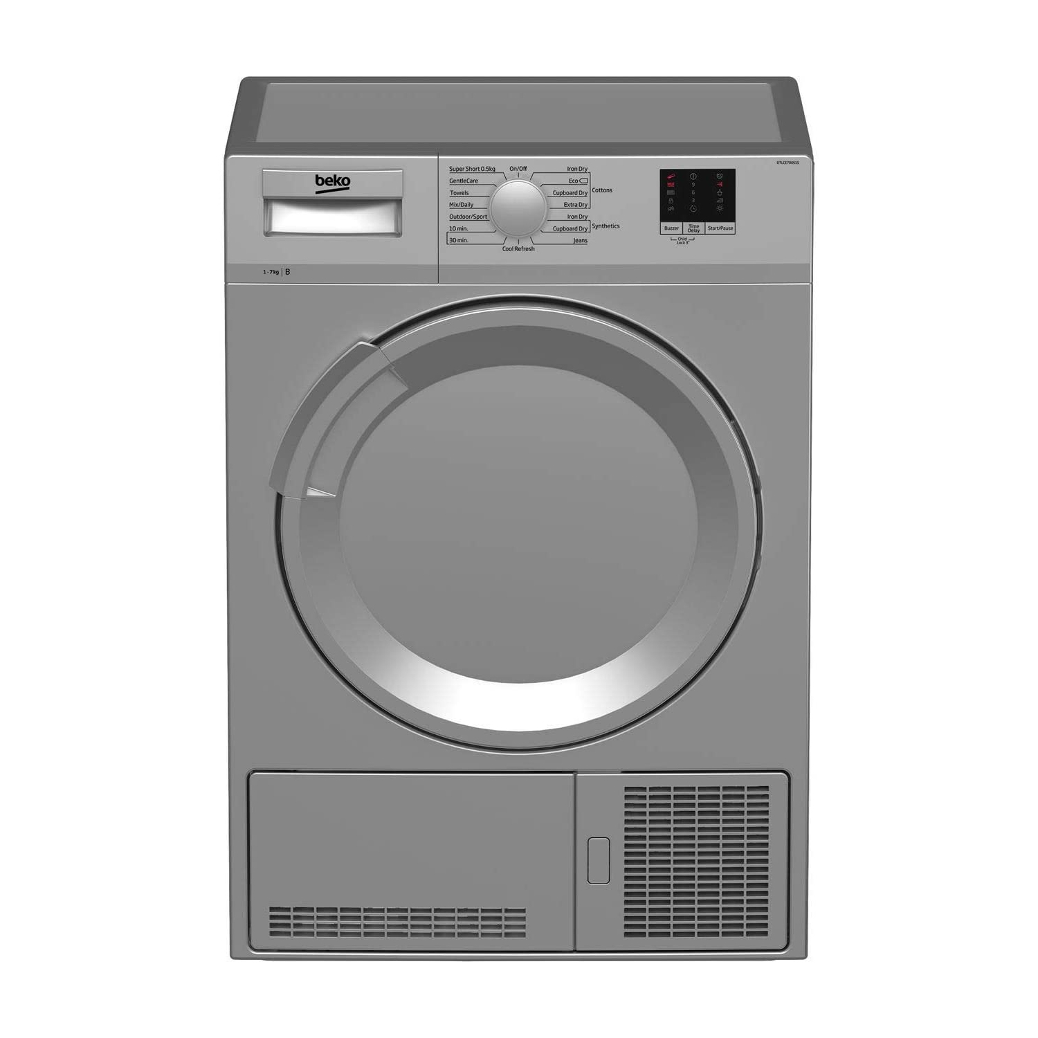 Beko DTLCE70051S 7kg Freestanding Condenser Tumble Dryer - Silver - 0