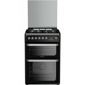 Hotpoint HUD61KS Free Standing AA Dual Fuel Cooker with Gas Hob 60cm Black
