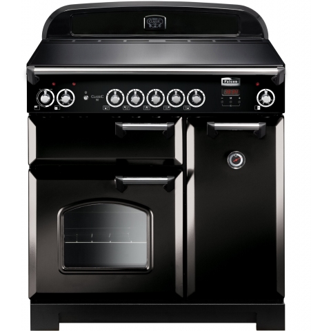 Rangemaster CLA90EIBL/C Classic Black with Chrome Trim 90cm Electric Induction Range Cooker