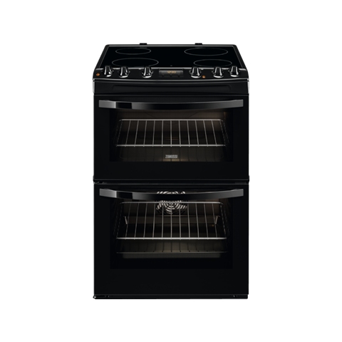 Black 60cm Double Oven Electric Cooker With Ceramic Hob