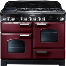 Rangemaster Classic Deluxe 110 Dual Fuel Range Cooker Cranberry/Chrome Trim CDL110DFFCY/C 84420