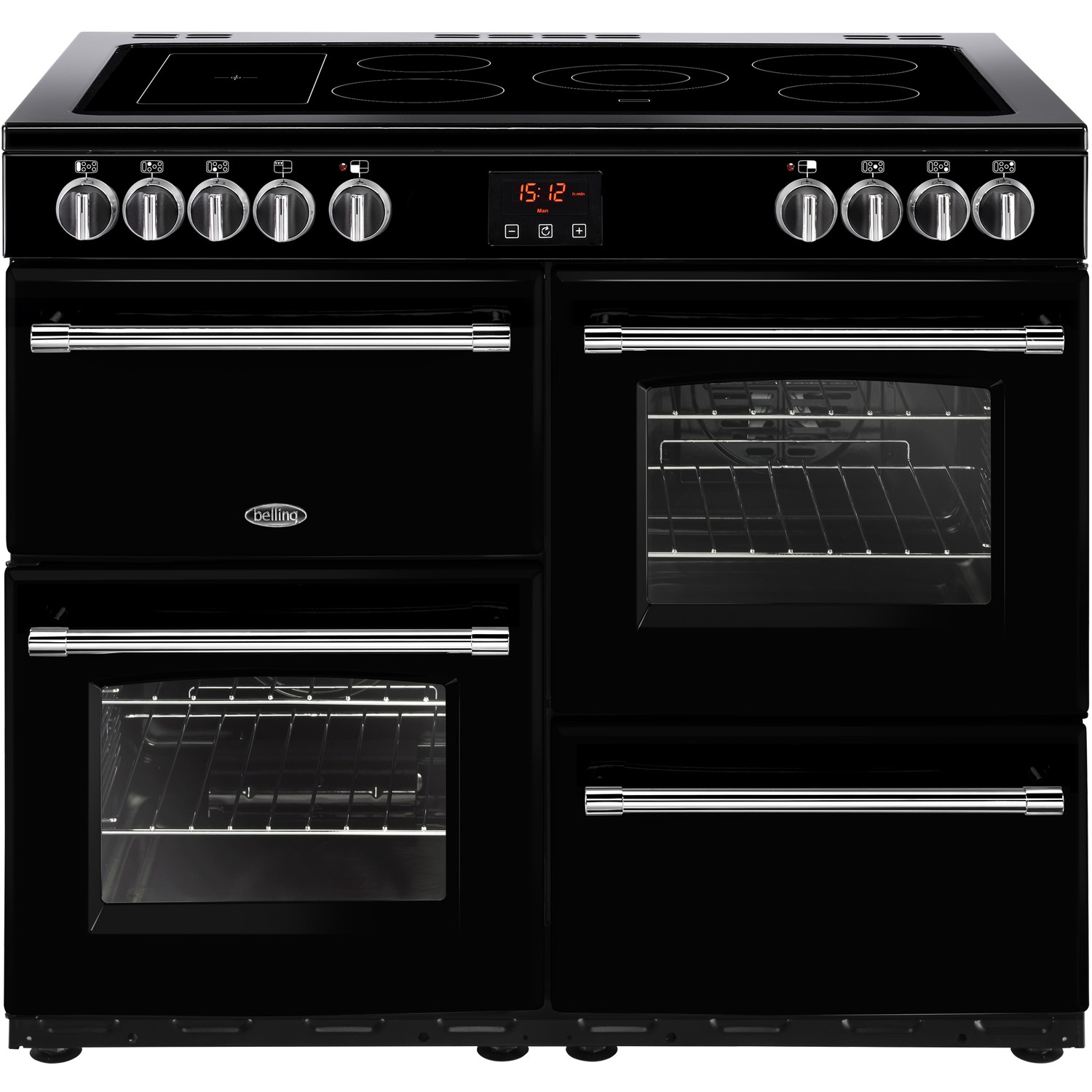 Belling FARMHOUSE 100EBLK 4136 100cm Ceramic Range Cooker – BLACK thumbnail image