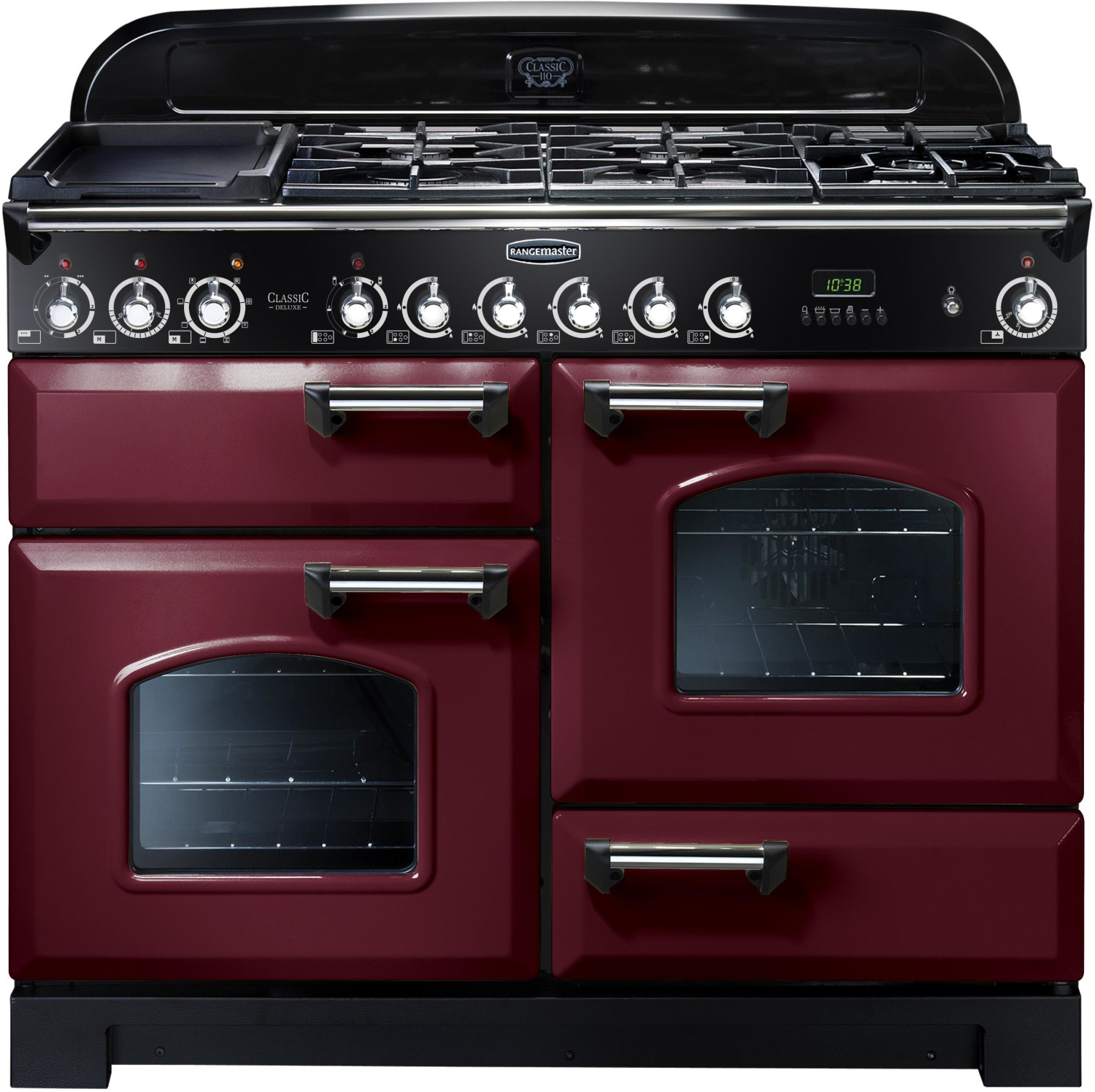 Rangemaster Classic Deluxe 110 Dual Fuel Range Cooker Cranberry/Chrome Trim CDL110DFFCY/C 84420 thumbnail image